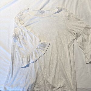 J.Jill | Bell Sleeve Top | White Blouse | Size L